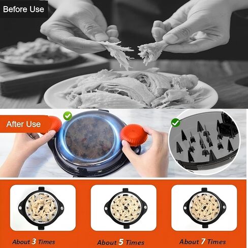 تويست أداة Chicken Chredder كبيرة - تمزيق اللحوم لليوم دجاج لحم الخنزير اللحم البقري مع طفرات من الفولاذ المقاوم للصدأ المقاوم المقاوم للصدأ BPA الأدوات الأساسية للأدوات الجدار (الأسود والأسود) in Kuwait