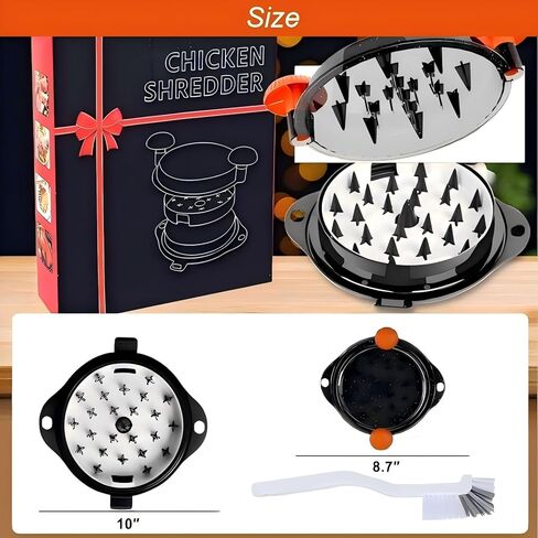 تويست أداة Chicken Chredder كبيرة - تمزيق اللحوم لليوم دجاج لحم الخنزير اللحم البقري مع طفرات من الفولاذ المقاوم للصدأ المقاوم المقاوم للصدأ BPA الأدوات الأساسية للأدوات الجدار (الأسود والأسود) in Kuwait