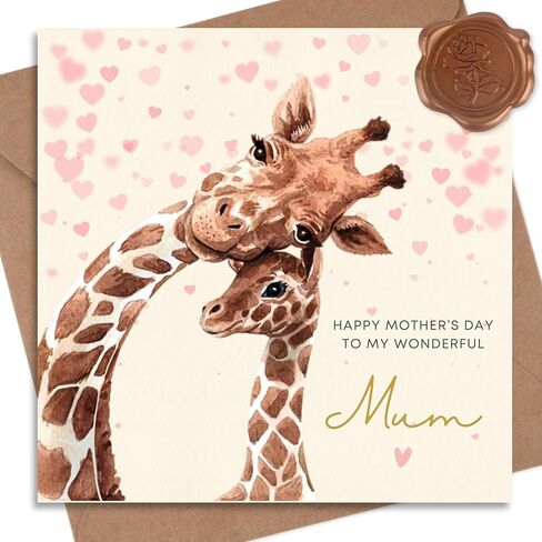 Mothers Day Card for Mom - Happy Mother's Day Card from Daughter Son - Cute Giraffe Greeting Card for Mommy - 6 * 6 inch (giraffe 2) in Saudi Arabia