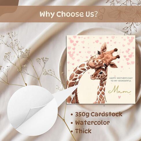 Mothers Day Card for Mom - Happy Mother's Day Card from Daughter Son - Cute Giraffe Greeting Card for Mommy - 6 * 6 inch (giraffe 2) in Saudi Arabia