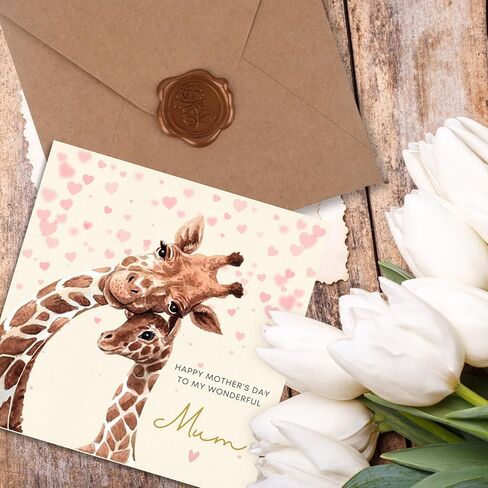 Mothers Day Card for Mom - Happy Mother's Day Card from Daughter Son - Cute Giraffe Greeting Card for Mommy - 6 * 6 inch (giraffe 2) in Saudi Arabia