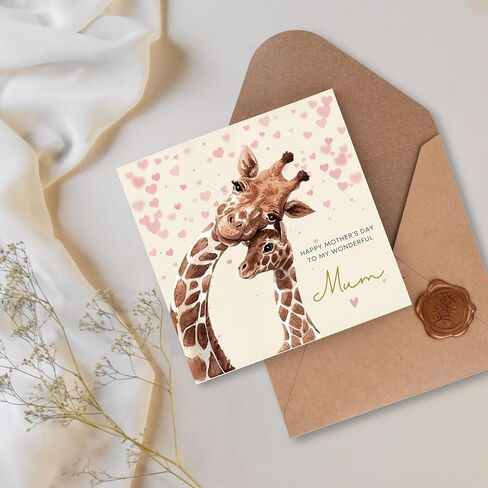 Mothers Day Card for Mom - Happy Mother's Day Card from Daughter Son - Cute Giraffe Greeting Card for Mommy - 6 * 6 inch (giraffe 2) in Saudi Arabia