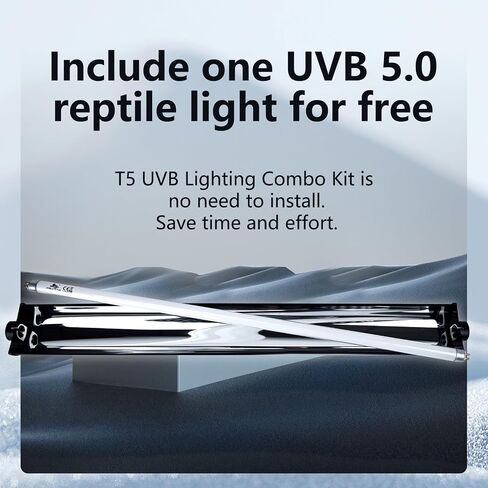 طقم التحرير والسرد الإضاءة T5 UVB للزواحف ، مصباح 8W مع ​​الصحراء 10.0 T5 مصابيح Light Light Lave Terrarium Terrarium Heat للتنين المخبوز ، الضفدع ، السحلية ، السلحفاة ، Gecko ، Snake in Kuwait