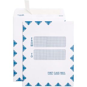 Blue Summit First Class Mail Envelopes 9x12, Large Double Window Envelope 9x12-100 Mailing Envelopes for First Class and Prority Mail with Security Tint and Peel and Seal, 9x5x12, 100 PACK