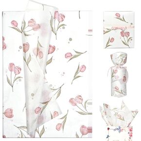 Floral Tissue Paper with Elegant Gray Peony Pattern 15 Sheets 20"x 30", Decorative Flower Gift Wrapping Tissue Paper for Gift Bags, Art Packaging for Birthday Wedding Decor DIY Crafts Party Supplies