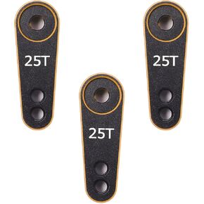 3pcs 25t Servo Horn Aluminium 25 Teath Teather Servo Arm M3 Threads for Trx4 Axial SCX10 Yikong Futaba RC Crawler Truck (Black Gold)