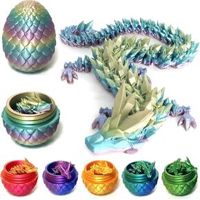 Generic 3D Printed Dragon Egg with Dragon Inside Easter Egg Full Articulated Dragon Crystal Dragon Fidget Toy Colorful Gift for Adults, Small, Green1