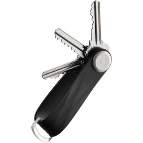 Orbitkey New Active Key Organizer Lite w/updated D-Ring | Weather Resistant, Stainless Steel Locking Mechanism (Jet Black)