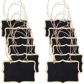 12-Pack Chalkboard Tags with String,Mini Wooden Chalkboard Signs,Party Buffet Labels Name Tags,Hanging Blackboard Message Board Labels