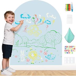 Magnetic Wall Decal for Kids, Self-Adhesive Magnetic Chalk Board, 40x32 INCH Thickened Iron Layer Wall Sticker,Upgraded Strong Arch Chalkboard for Kids,Playroom, Home,Scholol. (Blue)