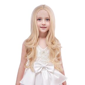Pink Wig for Kids Long Light Pink Wig Long Wavy Curly Child Wig Pastel Pink Wig for Girls Baby Pink Middle Part Natural Synthetic Wig With Wig Cap