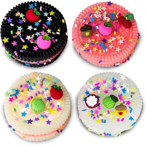 Taba Squishy ، 4 PCS DIY Dessert Cookie Shape Toys Toys ، ألعاب الضغط الفائقة ، لعبة Silicone Taba Squishies ، ألعاب الضغط الفائق النقمة