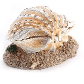 GLOGLOW Fish Tank Shell Pearl Ornament, Aerating Action Coral Reef Decoration Aquarium Artificial Resin Decor for Bubbler