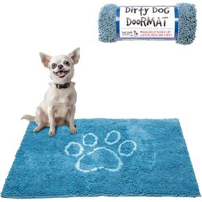 Dog Gone Smart Dirty Dog Doormat - Fast Drying Rug with Super Gripper Backing for Clean Floors - Super Absorbent and Machine Washable Mat for Muddy Paws - Aqua