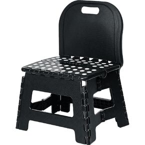 Black Small Step Stool Foldable for Adults Outdoor&Indoor Use-Heavy Duty 200lbs, Lightweight-3 Second Quick Folding Stool Waterproof&No-Scratch Base for Camping Picnic Home and Travel