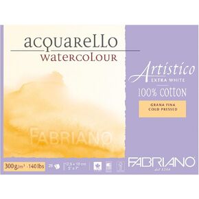 Fabriano Aew BL 4CO 25F GF Paper Watercolor - 12.5 × 18 سم أبيض إضافي