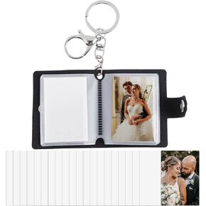 Framendino, Sublimation Scrapbook Blank Photo Album Keychain with 20 Pack Mini Personalized Picture Sheet for DIY Crafts Black