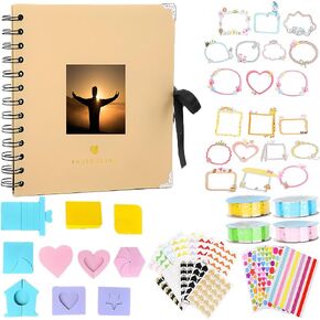 Photo Album Scrapbook,40 Pages(7 x 7 Inch) DIY Memory Book with Photo Album Scrapbook Decorations Kit for Album Memory Book Wedding, Anniversary Family,Family Memories (Black)