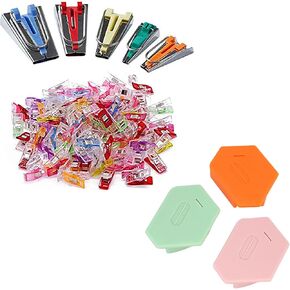 دليل Yicbor 3pcs التماس المغناطيسي لآلة الخياطة و 5pcs صانع الشريط التحيز مع 100pcs مقاطع خياطة ملونة متعددة الأغراض