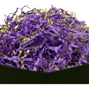 LICINWING 1/2 رطل أرجوانية وذهبية معدنية مجعدات قطع الورق المقطعة حشو حشو الحشو RAFFIA تمزيقها لرفوف الهدايا أكياس كبيرة تعبئة سلال التعبئة
