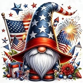 مجموعات فنون الماس الأمريكية Gnome American Flag للبالغين ، ومجموعات الطلاء من الماس 5D للمبتدئين البالغين ، و DIY كامل الحفر الماس DIAMOND DOT PANES GEM GEM KITS للبالغين ، ديكور الجدار المنزلي 13.8x13.8 بوصة