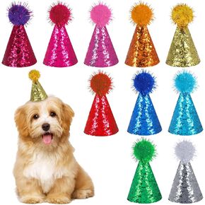 10 PCS Mini Party Hats للحيوانات المحنطة ، قبعات صغيرة من الكلاب الصغيرة ، قبعة عيد ميلاد قبلة قابلة للتعديل ، قبعات عيد ميلاد الكلب للجرو هريرة أزياء العطلة الملحقات