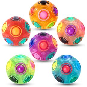 Vdealen Magic Rainbow Puzzle Ball, Fidget Ball Puzzle Brain Teaser Fidget Toy- Birthday Party Easter Valentines Christmas Stocking Stuffers for Kids Teen & Adults-6 Pack