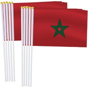 25 حزمة المغرب باليد العلم الصغير ، مغربي صغير ميني يدوي ديكور عصا مصغرة