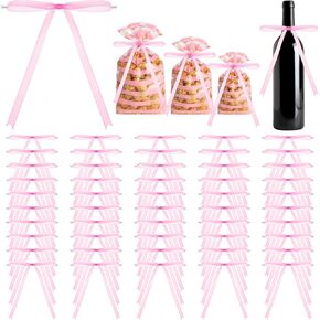 50 PCS Pink Twist Tip أقواس 7 × 5 بوصة أقواس شريط ساتان كبيرة للهدية لفائف الهدية ، أقواس شجرة عيد الميلاد الوردي أقواس وردية لكعكة أقواس الشريط الوردي لزفاف زفاف عيد ميلاد حفل زفاف