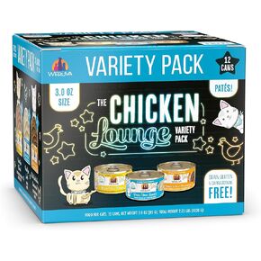 Weruva Wet Cat Food, The Chicken Lounge Paté Variety Pack, 3oz Can, Pack of 12