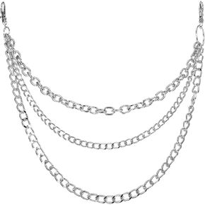 سلسلة سروال 1 PCS ، سلسلة محفظة سلسلة سروال فضية مع كل من Claw Claw Clasps القوطية الإكسسوارات المعدنية سلسلة الهيب هوب بانك آكريليك جان سلاسل للرجال المجوهرات ديي