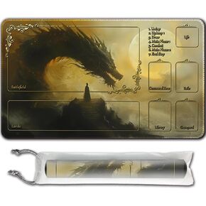MTG Playmat (Stitched) Size 24x14in Free Storage Bags - Ideal for Card Game Enthusiasts TCG Playmat Mouse Pad with Card Zones (Cat Swordsman,No Zone)