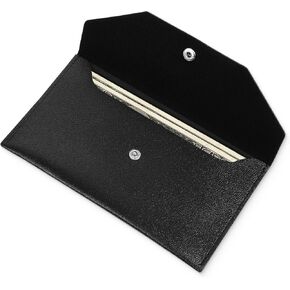 Cash Envelope Wallet PU Leather Reusable Budget Wallet Money Stuffing Organizer Envelopes for Cash Waterproof for Men Women Check Billing Minimalist Design (Black)