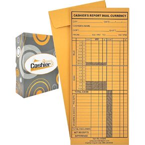 500 Cashier Depot DC240 Cashier Report Envelope ، تقرير بنك العملات المزدوج ، 4 1/2 "× 10 3/8" ، 24 رطل. كرافت البني ، رفرف اللثة القوي ، 500/صندوق