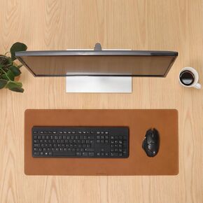 Genuine Leather Desk Mat - L (27.6x11.8 in) or XL (35.4x15.7 in) (Rose Pink, L (27.6x11.8 in)) in Kuwait