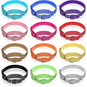 12 PCS Martingale Collar للكلاب المتوسطة عاكس الكلاب مع دخول المعادن المعدنية PET قابلة للتعديل PET منع الانزلاق للخارج للجرى ، 12 لون (متوسطة)