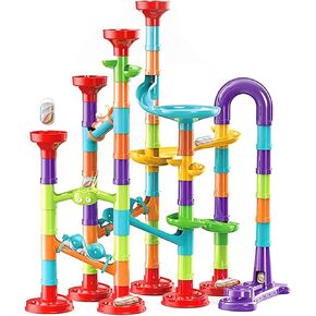 93pcs الرخام الجري مع 30 رخام زجاجي للأطفال فتيان بويز ألعاب STEM Maze Educational Race Game Gifts (Largea)