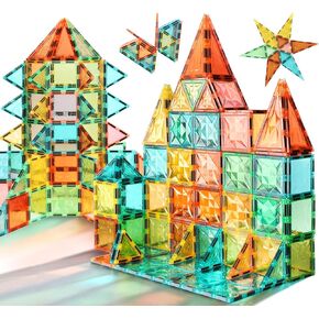 البلاط المغناطيسي ، لبنات بناء المغناطيس البناء تكديس لعبة تعليمية إبداعية اللوحة الإبداعية للأطفال الذين تتراوح أعمارهم بين 3+ (032 قطعة) in Kuwait