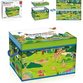Picassotiles Magnet Tile Tiy Toy Organizer City City Thief Temper Bin Bin مع غطاء ومقابض البلاط المغناطيسي لبنات البناء العلمي العلمي التظاهر Play Play Room Toddler Kids Ages 3 Up PTA33