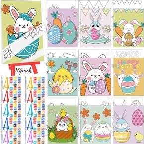 Blosssound 10 Set Pre Printed Canvas Pre Drawn Canvas Painting with Easel Kits 5" x 7" Outline Painting Panels for Beginners, DIY Craft Project, Party Favor, Home Decors(Black Couple)