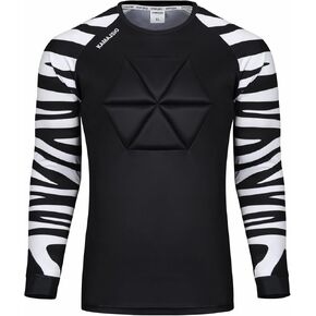 Elbow & Chest Padded Soccer Goalie Jersey - Long Sleeve Soccer Goalkeeper Jersey Men - Adult, Youth Goalie Shirt Black