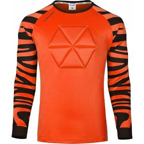Elbow & Chest Padded Soccer Goalie Jersey - Long Sleeve Soccer Goalkeeper Jersey Men - Adult, Youth Goalie Shirt Orange