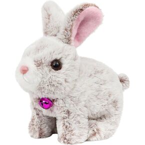 Easfan Bunny Plush Toy Jumping Spotted Rabbit Talking Hopping Ears Nose Moving Educational Plush Toy Singing Shaking Glowing Interactive Toy Electric for Toddlers Kids