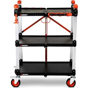 Crescent SITERUNNER, 3 Shelf Heavy Duty Folding Jobsite Cart - 300-lb Capacity, F3SCBL