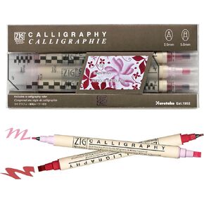 KureTake zig calligraphy dual tip marker pens 3 colors set ، bluegreen ، 2mm ، 5mm ، double tip ، for art ، sketch ، التوضيح ، الخط ، المجلة ، الرسم ، المصنوع في اليابان