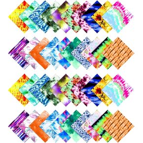Soimoi Tie Dye Print Precut 5-inch Cotton Fabric Quilting Squares Charm Pack DIY Patchwork Sewing Craft- Multicolor
