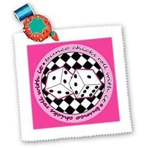 3Dross Janna Salak Designs Bunco Chicks Roll with It Pink Square Sequilt ، 10 × 10 بوصة