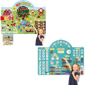 CHEFAN Farm Animals Felt Story Board and Alphabet Letter Felt Board