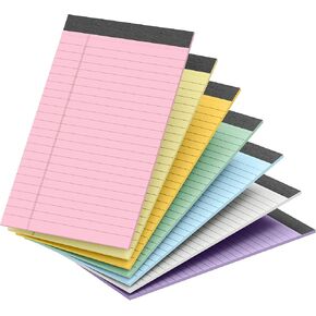 7 Pack Colored Legal Pads,5"x 8",Narrow Ruled Note Pads,30 Sheets Per Writing Pad,Notepad for School,Office,Home