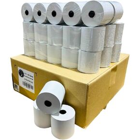2 1/4 "× 165 'تسجيل نقدي حراري ورقة استلام POS - منخفضة الغبار الحرارية - ورقة بيضاء مشرقة - متوافقة مع CE T100 و PCR T465 وغيرها - 50 لفائف لكل حالة